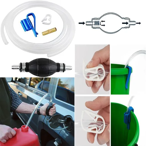 Miniatura 7 de Bomba de manguera de sifón de gasolina, bomba de sifón manual para transferencia de gasolina, bomba de sifón manual para agua, gas, bomba de sifón