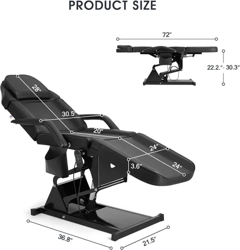 Miniatura 6 de Artist hand Cama facial para mesa de masaje esteticista, cama de belleza, silla estética médica para tatuajes con 3 ajustes eléctricos de motor