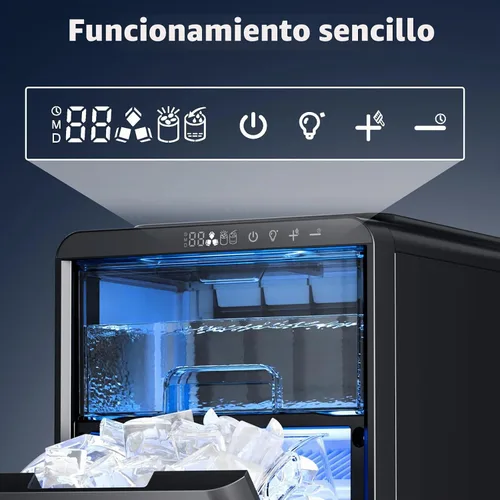 Miniatura 3 de Antarctic Star Máquina de hielo Crescent, máquina de hielo de encimera de fusión lenta, 27 libras/24 horas, 16 piezas en 15 minutos, autolimpieza