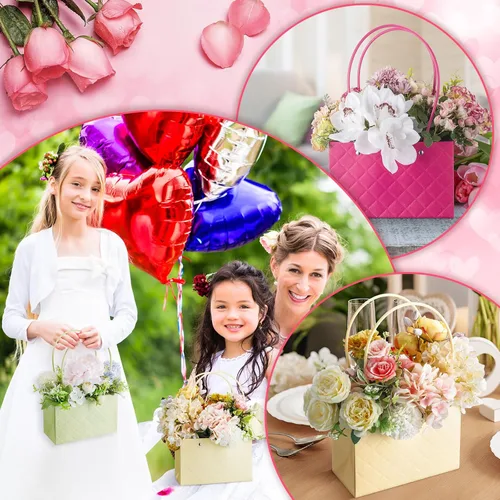 Miniatura 5 de TaoBary 18 bolsas de flores con asas para ramo, caja de regalo floral de graduación 2026, cajas de floristería impermeables para suministros