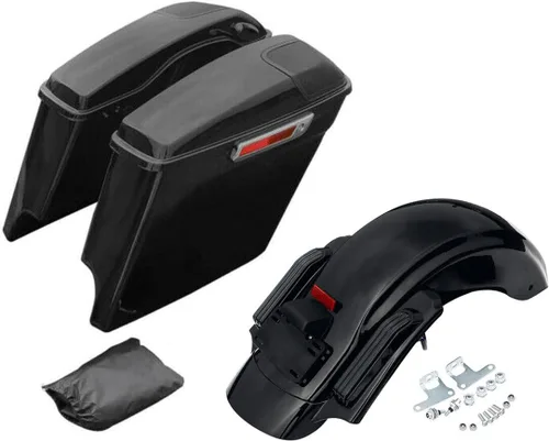 Miniatura 10 de TCT-MOTORPARTS Alforjas alargadas de 5 pulgadas con tapas de altavoces de 5x7" y sistema de guardabarros trasero LED para Harley Touring Street Road