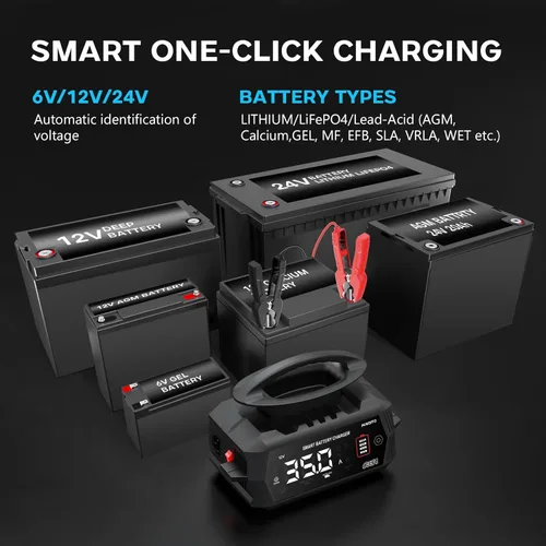 Miniatura 2 de Cargador de batería de 35 amperios, cargador inteligente de goteo 6V/12V/24V, cargador de batería de coche, litio, Lifepo4, plomo ácido