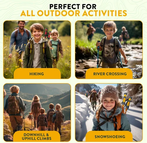 Miniatura 7 de Kids Hiking Poles by USA Brand - Lightweight Collapsible Kids Walking Stick w/Quick Adjustable Flip Locks