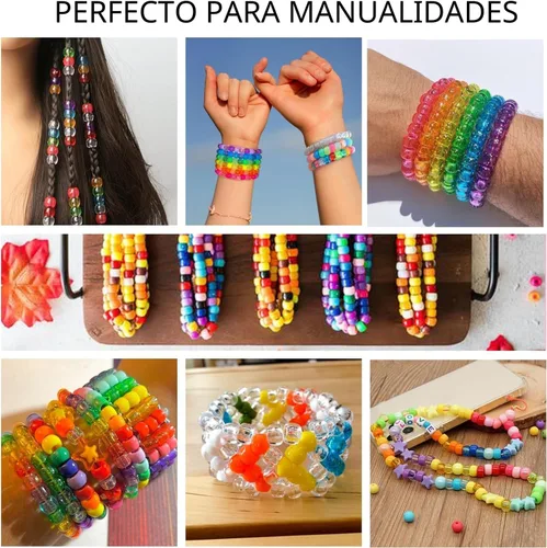 Miniatura 6 de Kit de 5 cajas para hacer pulseras, cuentas de poni, 96 colores, 3500 cuentas Kandi para pulseras con 800 cuentas de letras, pulseras de amistad