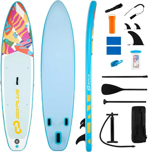 Miniatura 25 de Goplus Tabla de remo inflable de pie, 10 pies/10.5 pies/11 pies con paquete de accesorios, paleta ajustable, bolsa de transporte, aleta, bomba