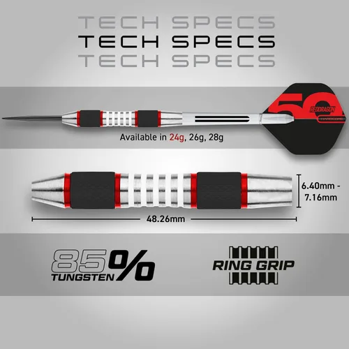 Miniatura 4 de RED DRAGON Axis Professional Darts Set - 85% Tungsten Darts with Flights, Shafts & Wallet, Soft Tip 18g and Steel Tip 24g - 28g Rojo