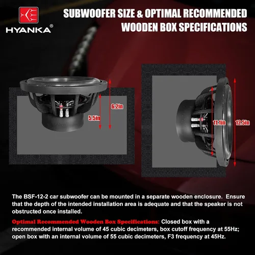 Miniatura 6 de H YANKA BSF-12-2 Subwoofer de 12 pulgadas - 1800 W de potencia máxima de 12 pulgadas, subwoofer de cono de papel de 12 pulgadas, canasta de aluminio