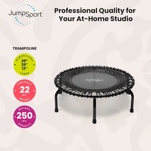 Miniatura 3 de JumpSport 39" Essential Fitness Trampoline Model 220, 230, 250 Exercise Trampoline 30 Low-Impact Bungees