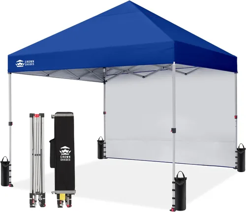 Miniatura 10 de CROWN SHADES - Toldo desplegable de 12 x 12 pulgadas con tela recubierta de color plata 150D, incluye 1 pared lateral extraíble, 4 cuerdas, 8