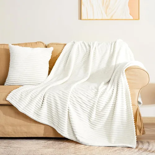 Miniatura 72 de Vessia - Manta de forro polar de franela (50x70 pulgadas), manta 3D de jacquard negra, esponjosa y cálida para sofá, sillón, cama, silla, 300GSM