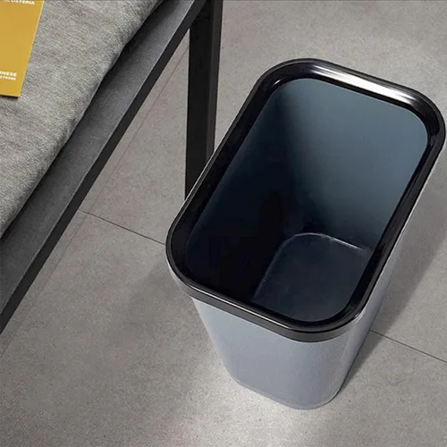 Miniatura 7 de Cesta de basura pequeña, paquete de 4 unidades, 2 galones/8 litros, color azul y gris, para oficina, dormitorio, baño y cocina, papelera de oficina