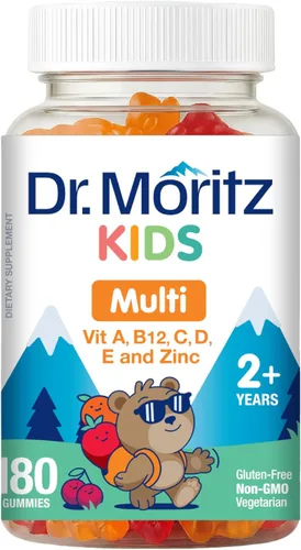 DR. MORITZ Gomitas multivitamínicas para niños, con vitaminas para niños A, C, D, E, B6, B12, zinc y más, apoyo diario completo, multivitaminas