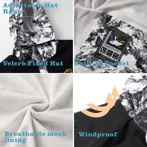 Miniatura 15 de GIISAM Chaqueta de lluvia para hombre, impermeable, ligera, para exteriores, rompevientos con capucha