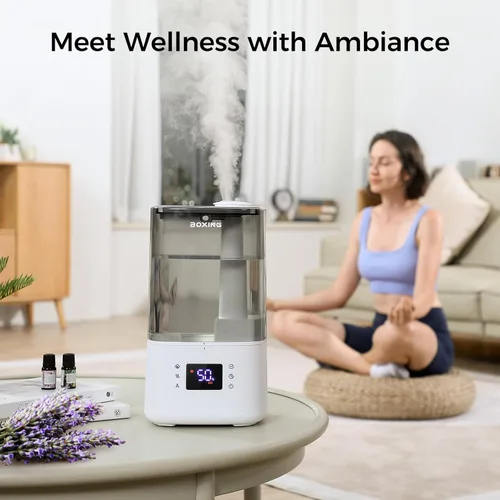 Miniatura 8 de BOXING - Humidificadores de niebla cálida y fría de 6L para dormitorio, humidificador de aire para habitación grande con control remoto, modo