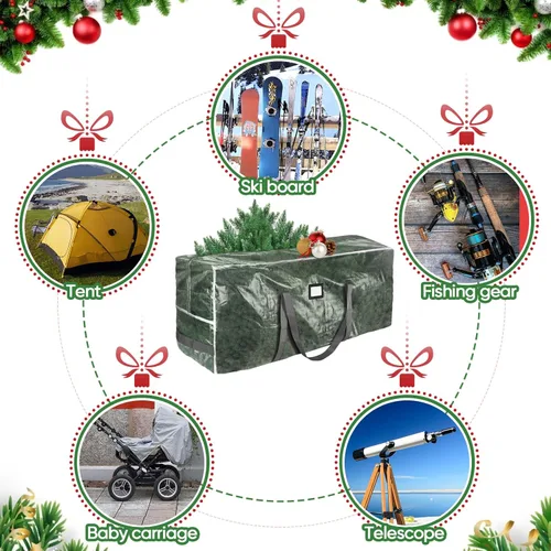 Miniatura 5 de BALEINE Bolsa de almacenamiento para árbol de Navidad de 9 pies, bolsa para árbol de Navidad artificial extragrande resistente con asas reforzadas