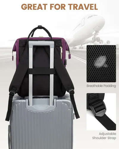 Miniatura 6 de LOVEVOOK - Mochila para ordenador portátil de viaje para mujer, de 18 pulgadas, de gran capacidad, mochila de mano al aire libre, con monedero