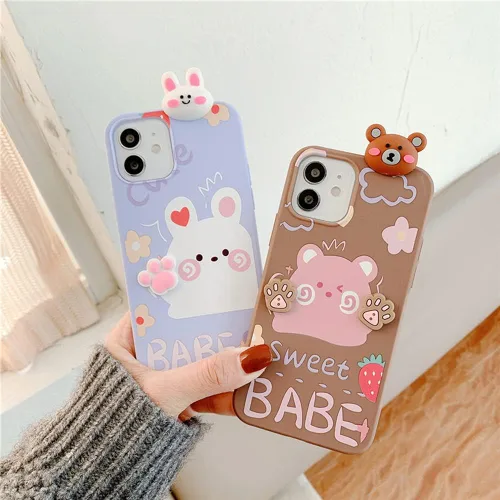 Miniatura 7 de Bonita funda de dibujos animados compatible con Samsung Galaxy S20 FE, funda protectora de goma de silicona suave con personaje de muñeca de Conejo