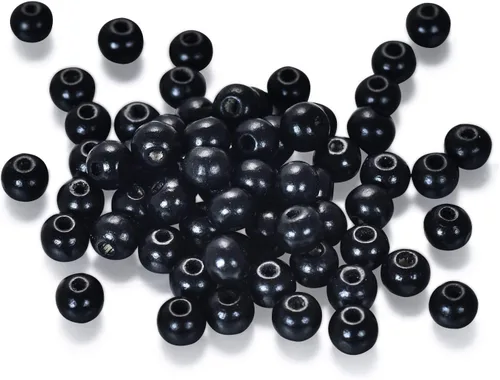1000 cuentas de madera negras de 0.236 pulgadas a granel, cuentas espaciadoras sueltas de madera para manualidades hechas a mano, agujero de 0.079