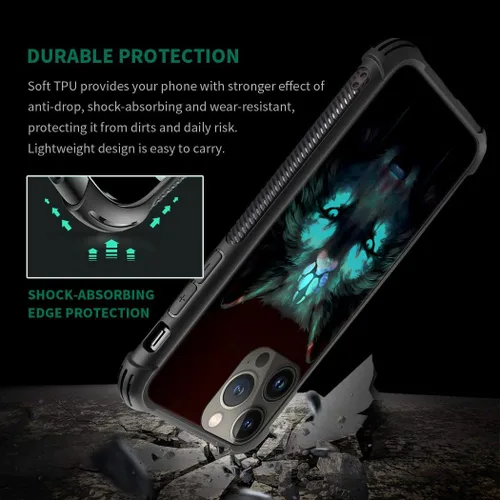 Miniatura 6 de CARLOCA Funda compatible con iPhone 13 Pro, diseño gráfico de identidad negra espiritual lobo, a prueba de golpes, antiarañazos, para iPhone 13 Pro