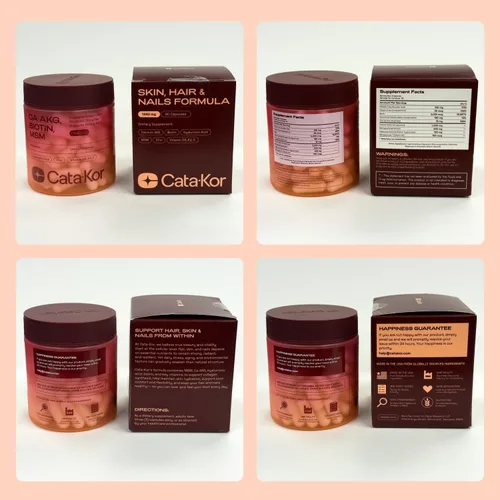 Miniatura 11 de Cata-Kor Vitaminas para el cabello, la piel y las uñas para mujeres, suplemento capilar con biotina y colágeno, ácido hialurónico, calcio AKG, MSM