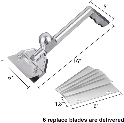Miniatura 7 de Rascador de parrilla con 7 cuchillas y raspador de parrilla de borde inclinado pequeño, accesorios de parrilla de aluminio fundido resistente
