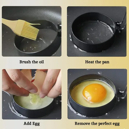 Miniatura 3 de Premier Housewares - Juego de 2 anillos antiadherentes para huevos, redondos, color negro