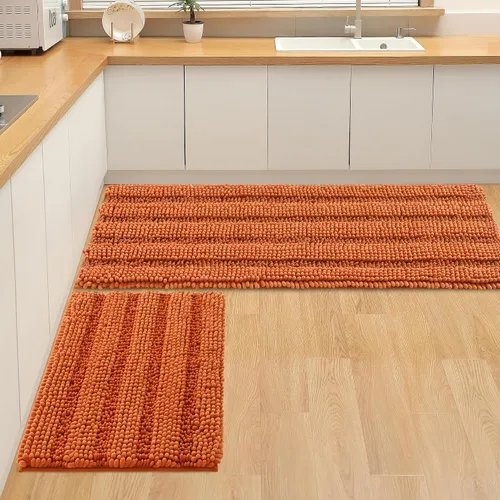 Miniatura 20 de FLOLEOPA Juego de 2 tapetes de baño de felpilla gruesa y peluda, antideslizantes, parte inferior de goma termofusible para baño, alfombras de baño