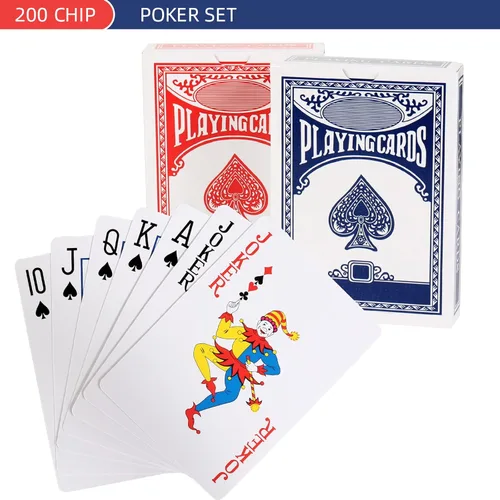 Miniatura 3 de Juego de 200 fichas de póquer para Texas Holdem, blackjack, torneos con estuche de aluminio, 2 barajas de cartas, botón de repartidor, botón de Rojo