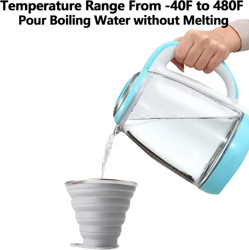 Miniatura 3 de Litoexpe 2 Pack Taza de Viaje Plegable de Silicona, Juego de Tazas de Camping Portátiles con Tapas, Gris y Azul Gris & azul