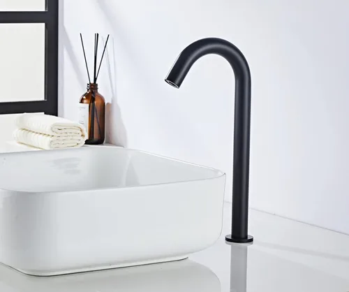 Miniatura 2 de Grifo de recipiente con sensor automático sin contacto, grifo de baño de cocina negro, sensor infrarrojo de movimiento eléctrico sin contacto