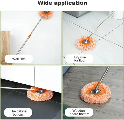 Miniatura 7 de Trapeador de limpieza ajustable giratorio de 360° – Nueva fregona extensible de limpieza de pared, trapeador giratorio de microfibra de mango largo