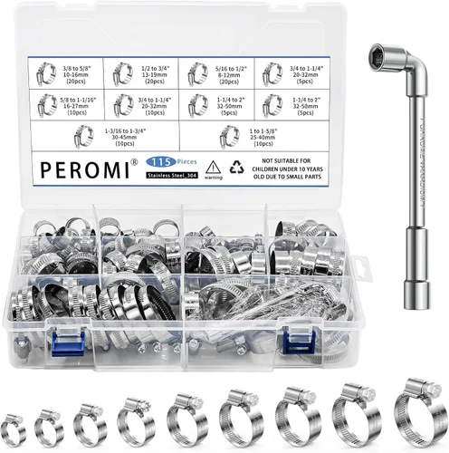 Miniatura 7 de 24 PIEZAS Abrazaderas de manguera de servicio pesado de acero inoxidable 304, abrazadera de manguera de 1-5/8" a 2-3/8" (40-60mm) Abrazaderas