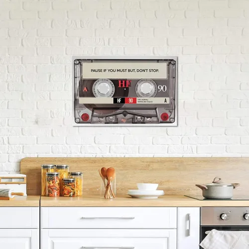 Miniatura 4 de Pause If You Must but Don't Stop Positive Quotes Posters and Prints - Lienzo inspirador, arte de pared, cinta retro para amantes de la música