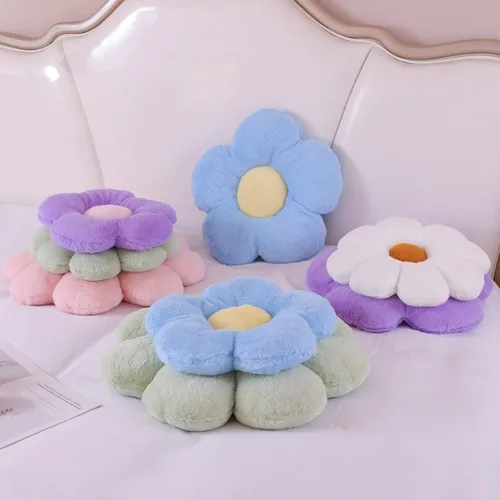 Miniatura 4 de YILANLAN Cute Flower Cushion Plush Floor Pillow Casual Comfortable Pillow Office Living Room Bed Decoration Cushion Simple Room Decoration