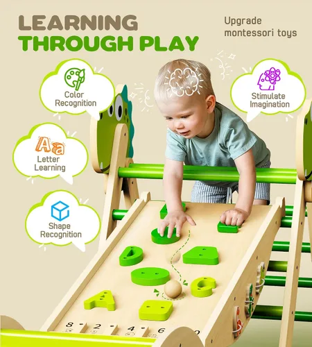 Miniatura 3 de Pikler - Juego de triángulos 11 en 1, juguete Montessori de escalada para niños pequeños, plegable de madera para interiores, gimnasio y escalador