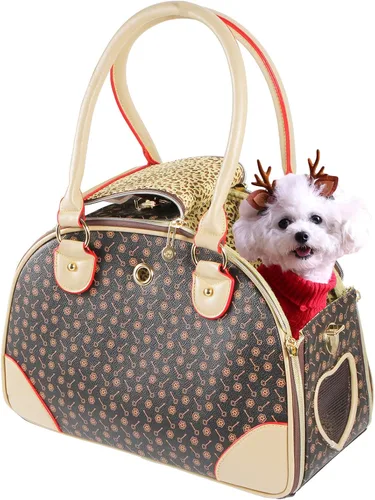Miniatura 8 de Bolso de moda para perro, bolso de mano de cuero PU para perro, bolso para gato, bolsa de senderismo para mascotas, marrón, grande 42 * 29 * 18cm