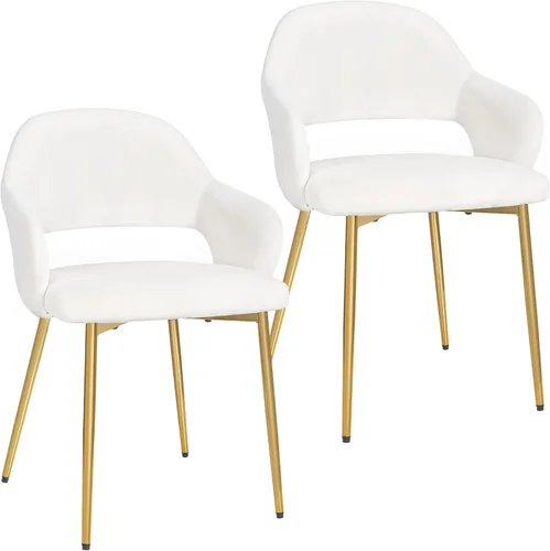 Miniatura 12 de VECELO Juego de 6 sillas de comedor de terciopelo, modernas sillas de cocina tapizadas con cojín, respaldo acolchado y patas de metal, color rosa