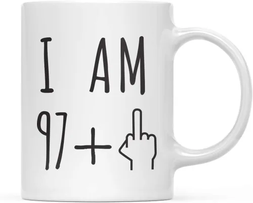 Miniatura 26 de Andaz Press Divertida taza de café de 11 onzas, regalo de broma de cumpleaños, I Am 49 + 1 dedo medio, 1 paquete, ideas de regalo de cumpleaños 50