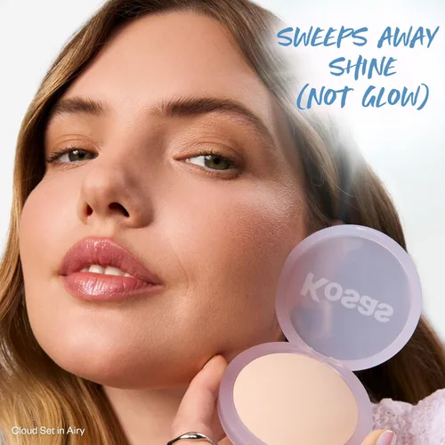 Miniatura 3 de Kosas Cloud Set Polvo fijador prensado – Polvo facial translúcido con control de brillo, acabado mate suave, aireado (porcelana transparente)