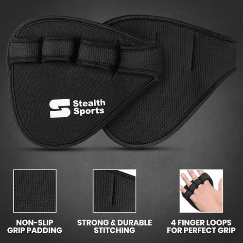 Miniatura 5 de Stealth Sports Almohadillas de agarre de gimnasio para levantamiento de pesas, almohadillas de neopreno antideslizantes, sustituto de guantes