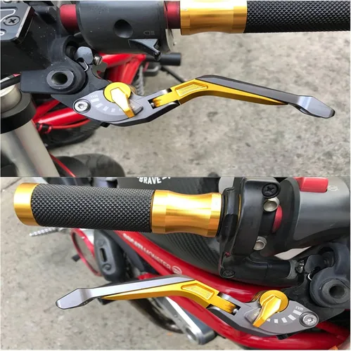 Miniatura 7 de Palancas de embrague de freno extensible para motocicleta CNC 3D Rhombus para Bajaj Dominar 400 2017-2018 Palanca de embrague de freno (color : E)