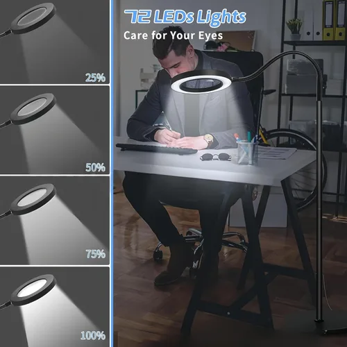 Miniatura 5 de Lupa de 10X con luz de tres colores de temperatura LED de altura ajustable luces de piso adecuadas para leer, artesanías y comerciantes de joyas