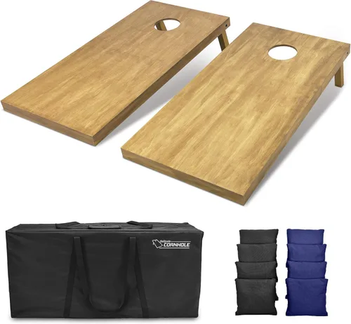 Miniatura 66 de GoSports 4 ft x 2 ft Regulation Size Wooden Cornhole Boards Set with Light Brown Finish - Includes Carrying Case and Bean Bags Negro- gris