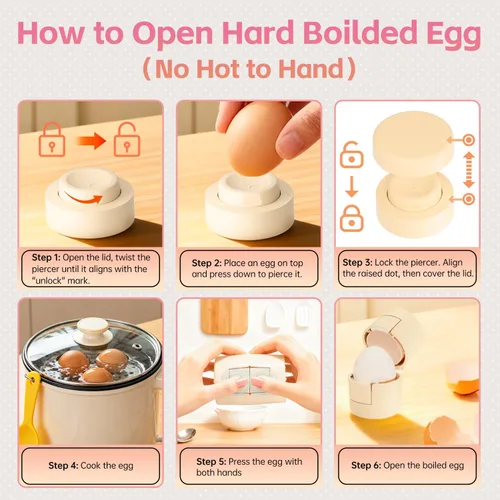 Miniatura 3 de Abridor de cáscaras de huevo 2 en 1 mejorado, pelador de huevos duros con perforador, lindo separador de huevos para huevos crudos, herramienta