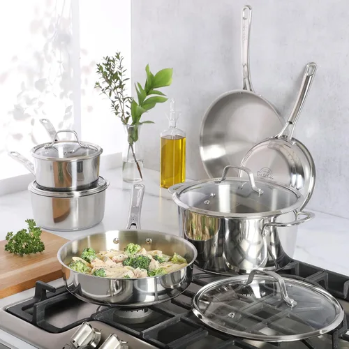 Miniatura 7 de Sur La Table Kitchen Essentials Chef's Deck - Juego de utensilios de cocina de acero inoxidable no tóxicos, 10 piezas, con base triple encapsulada