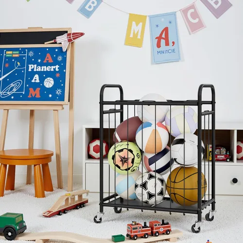 Miniatura 6 de StorageWorks - Organizador de almacenamiento de pelotas con ruedas, carrito de pelotas para el garaje, organizador de equipo deportivo de garaje