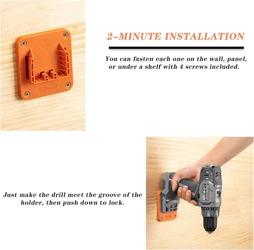 Miniatura 4 de Soporte de montaje para taladro de herramienta compatible con taladros RIDGID de iones de litio de 18 V, herramientas ABS resistentes para colgar