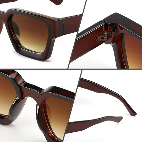 Miniatura 88 de FEISEDY Gafas de sol cuadradas retro de los años 90 para mujeres y hombres, gafas de sol rectangulares gruesas de moda con protección UV400 B2385