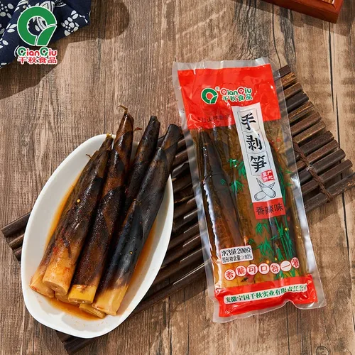Miniatura 6 de Brotes de bambú pelados a mano 8.11 oz/paquete, brotes de bambú crujiente de pimienta en escabeche, aperitivo chino picante, brotes de bambú