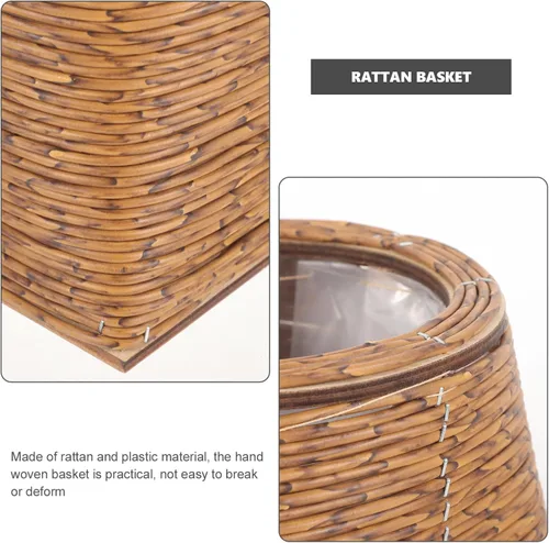 Miniatura 2 de OSALADI Cesta tejida de ratán para plantas, cesta de almacenamiento decorativa duradera hecha a mano
